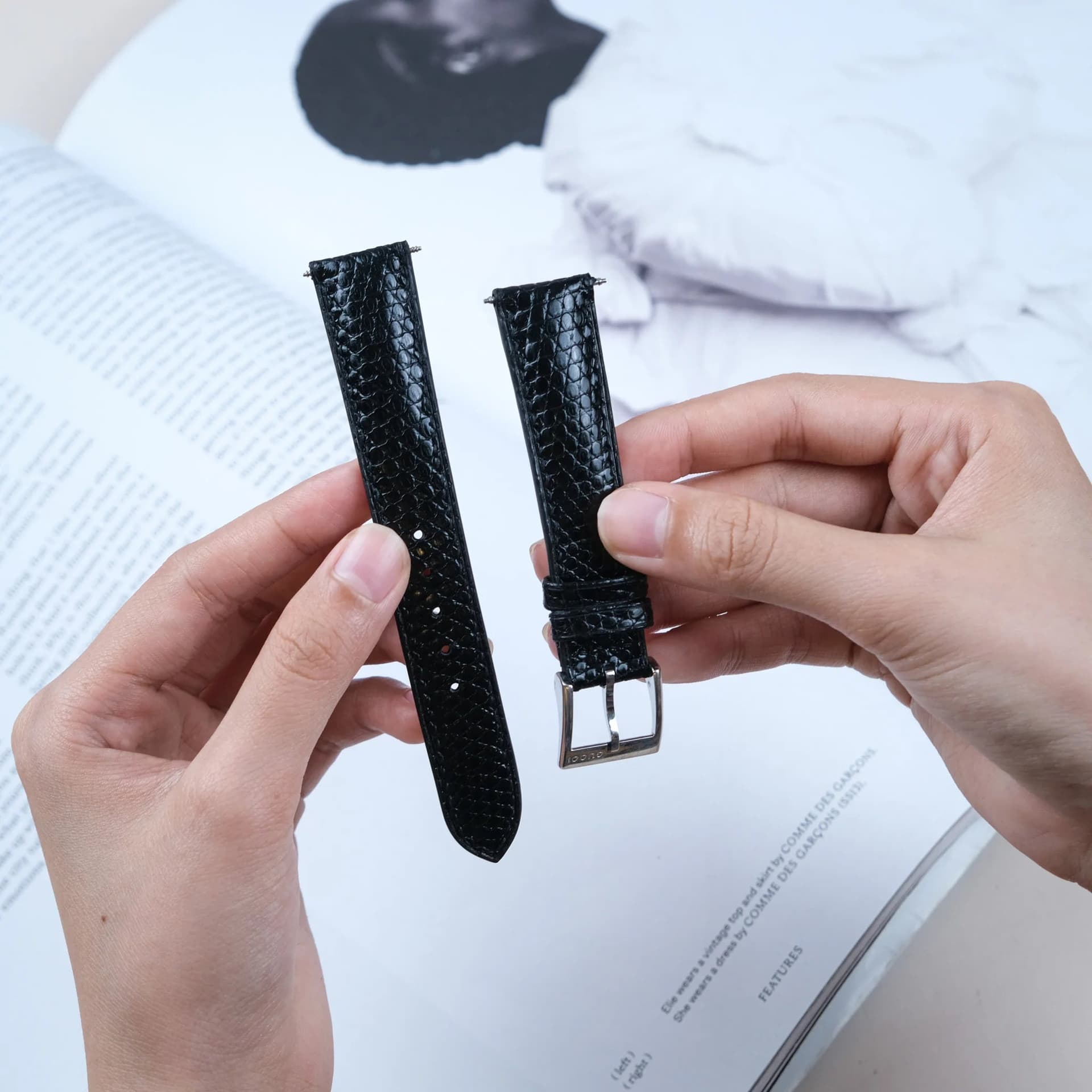 Black Lizard Leather Watch Strap