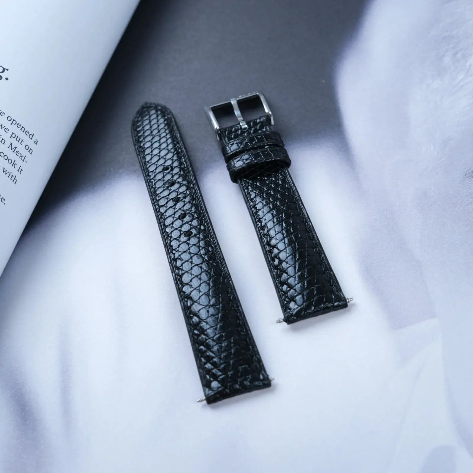 Black Lizard Leather Watch Strap