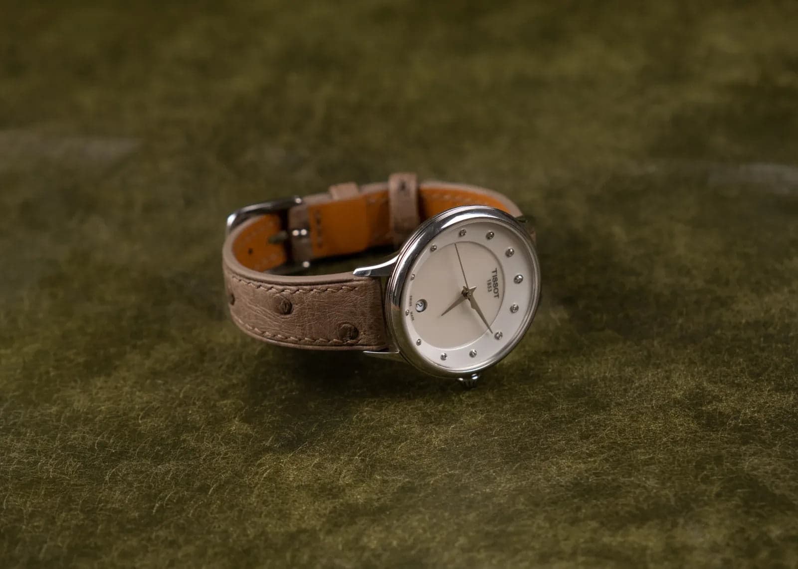 Grey Ostrich Leather Watch Strap