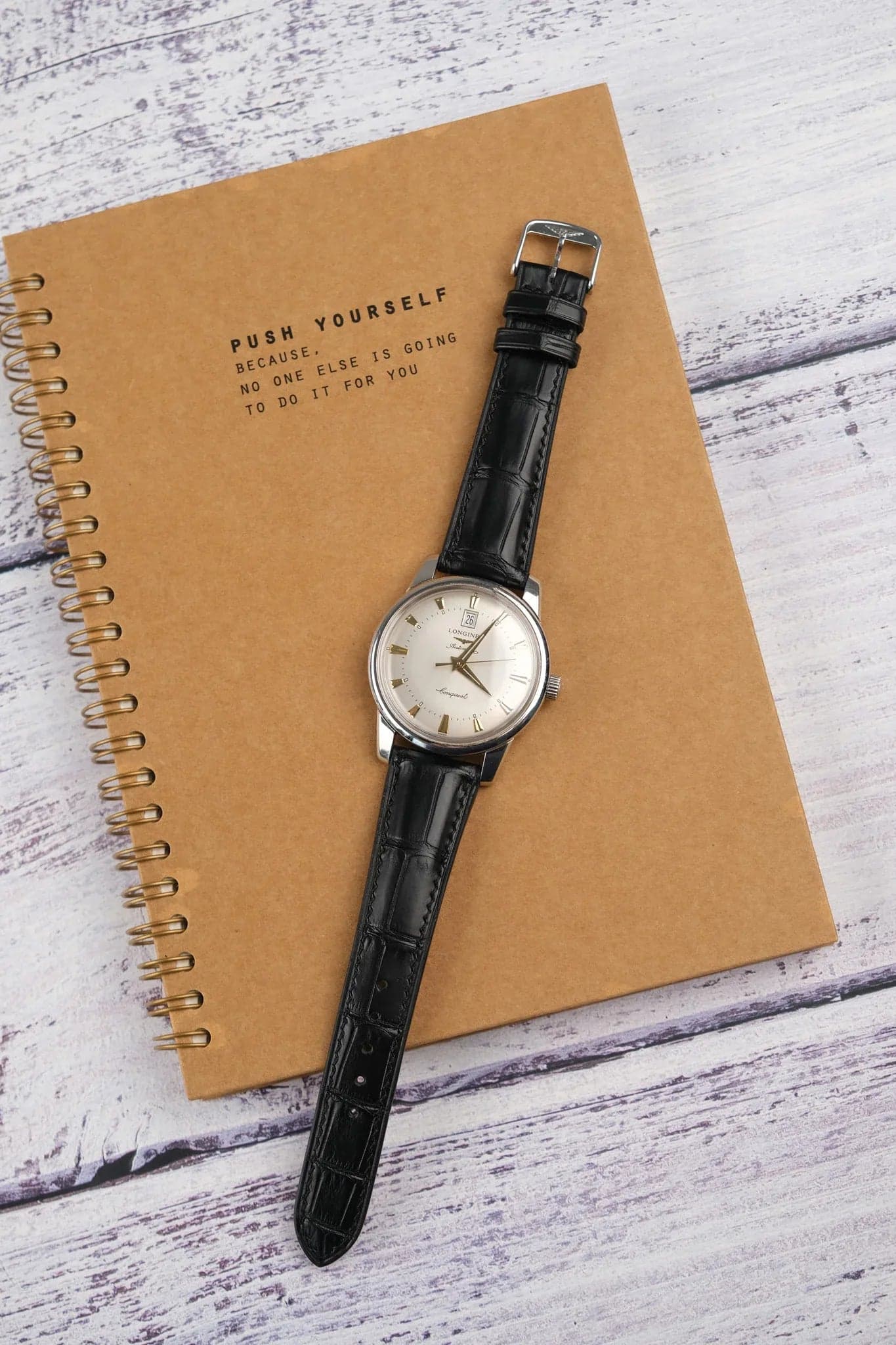 Black Alligator Leather Watch Strap