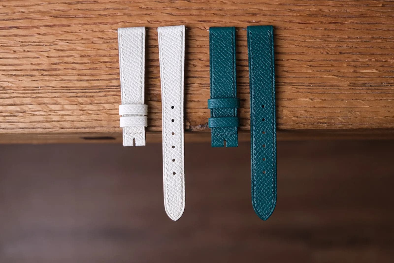 White Epsom Calf Leather Watch Strap