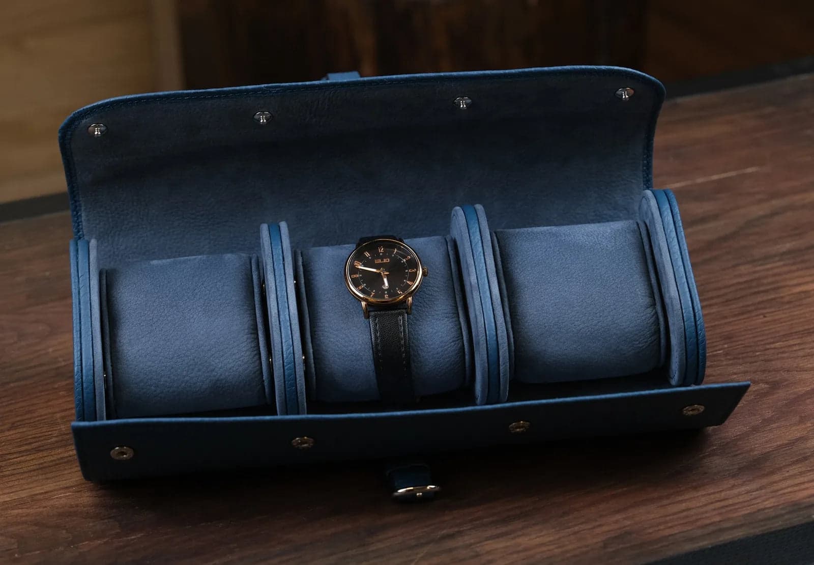 Navy Blue Togo Leather Watch Strap