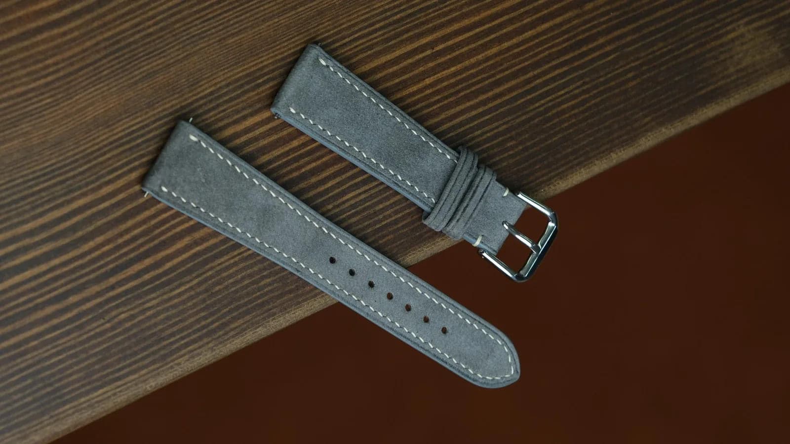 Grey Nubuck Calf Leather Watch Strap
