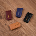 Magnetic Leather Money Clip with Metal Name Script