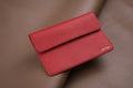 Red Pebbled Leather Travel Document Wallet with Card Slots