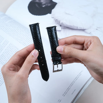Black Lizard Leather Watch Strap