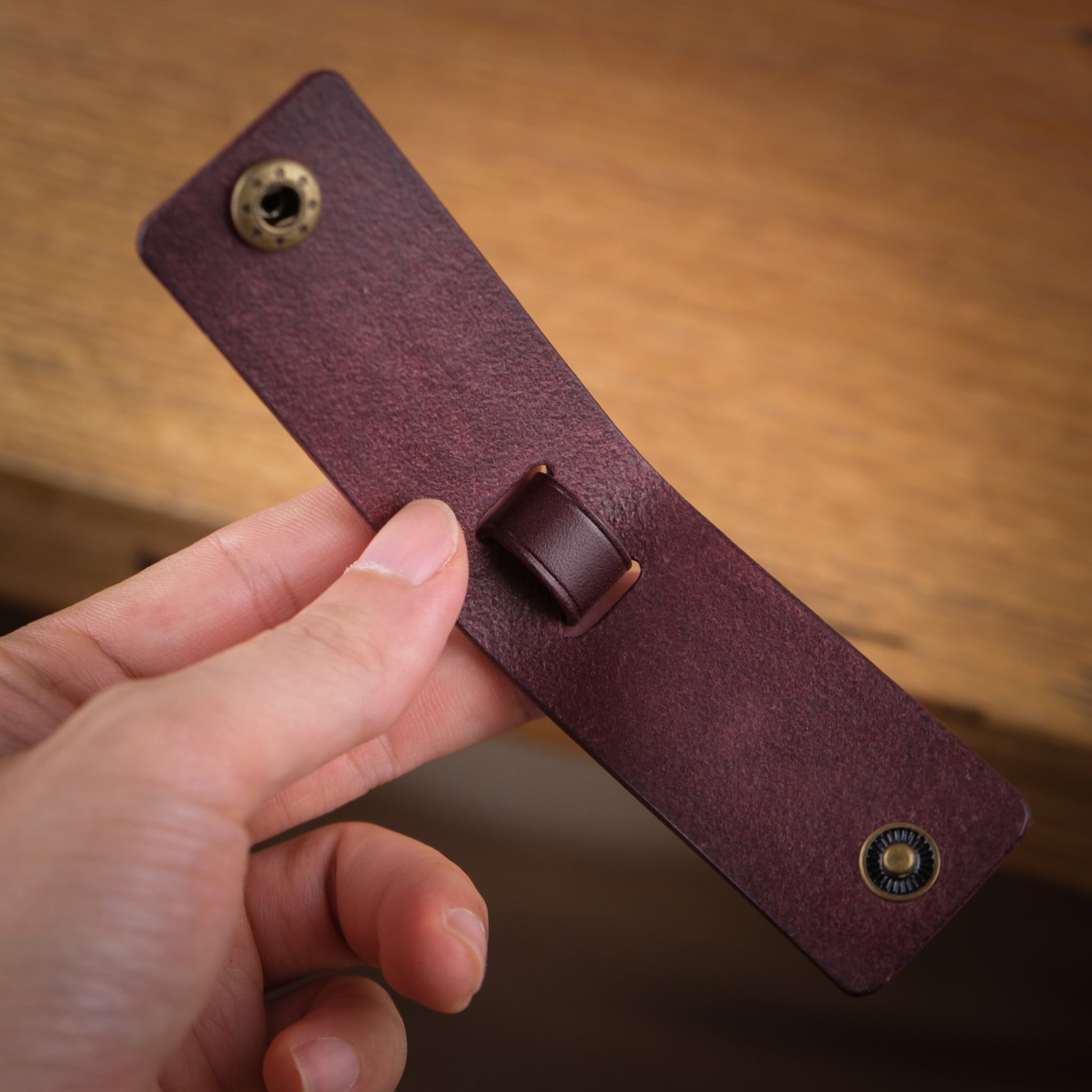 Bordeaux Leather Key Fob & Bag Charm, Brass Ring, Custom Initial