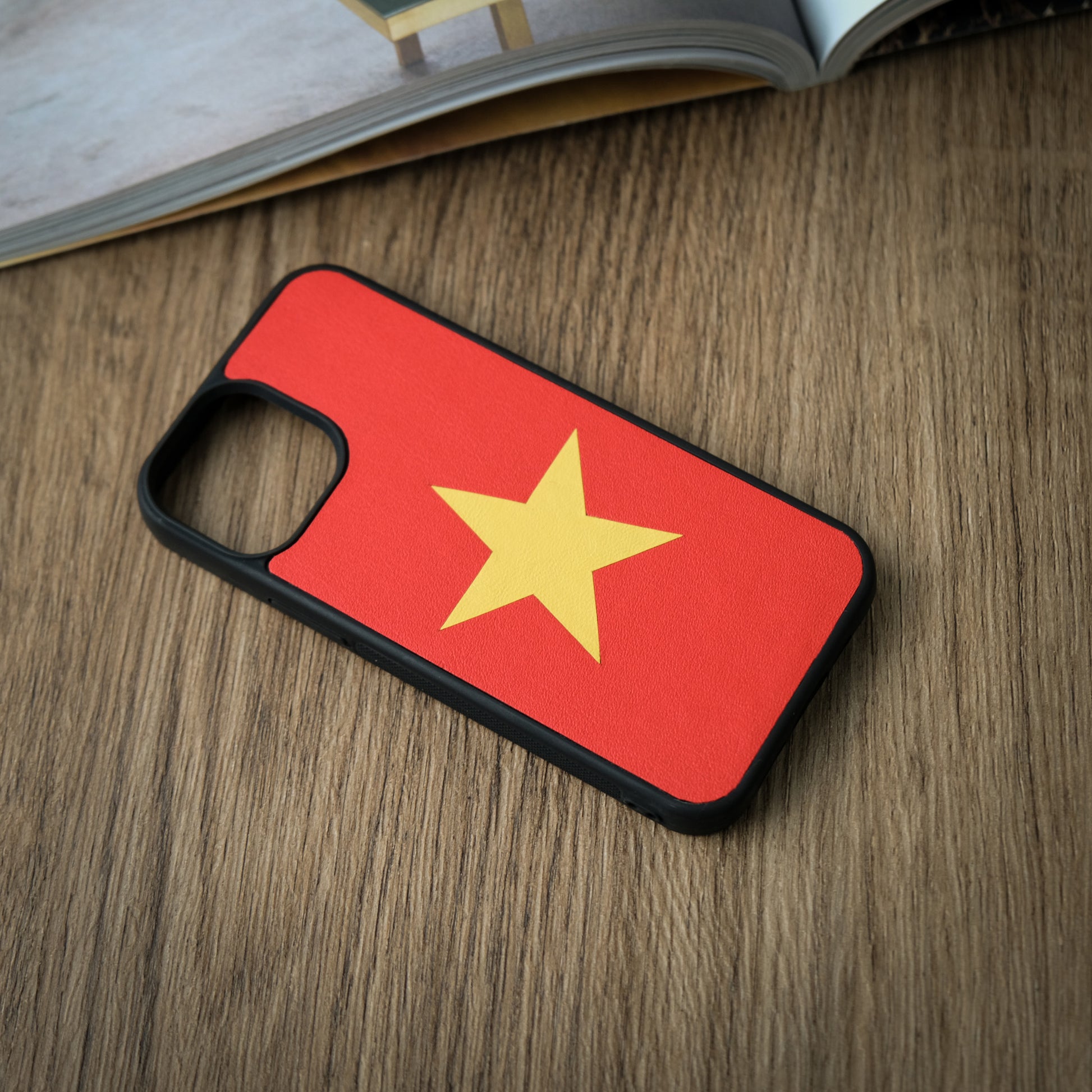 Vietnam Flag Leather Phone Case - Red Cowhide, iPhone 13 mini
