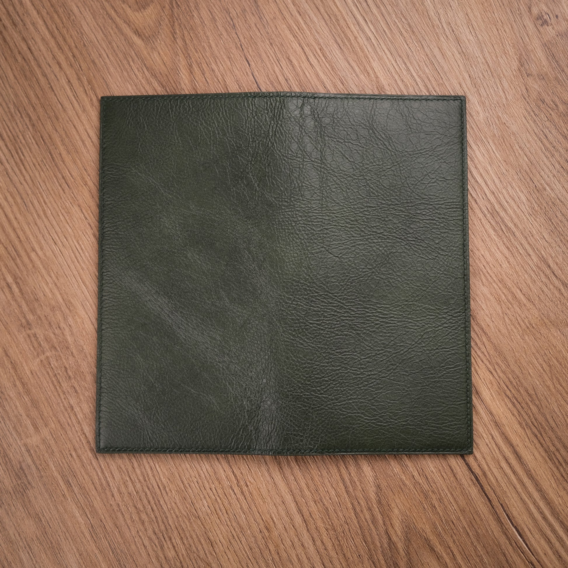 Olive Green Leather Long Wallet — 7 Card Slots & ID Window
