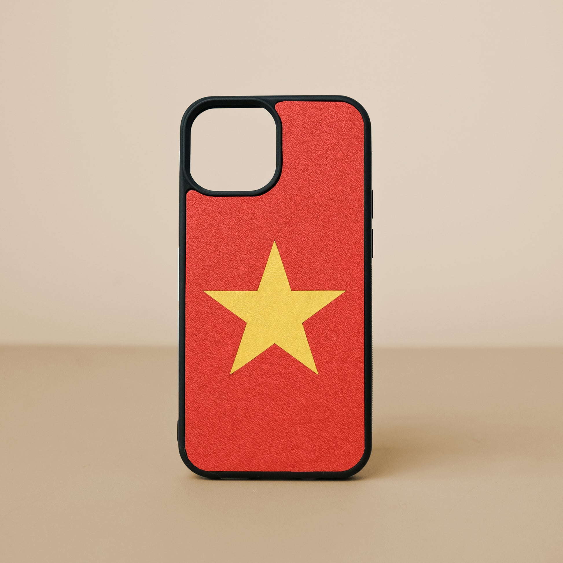 Vietnam Flag Leather Phone Case - Red Cowhide, iPhone 13 mini