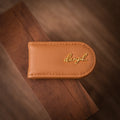 Magnetic Leather Money Clip with Metal Name Script