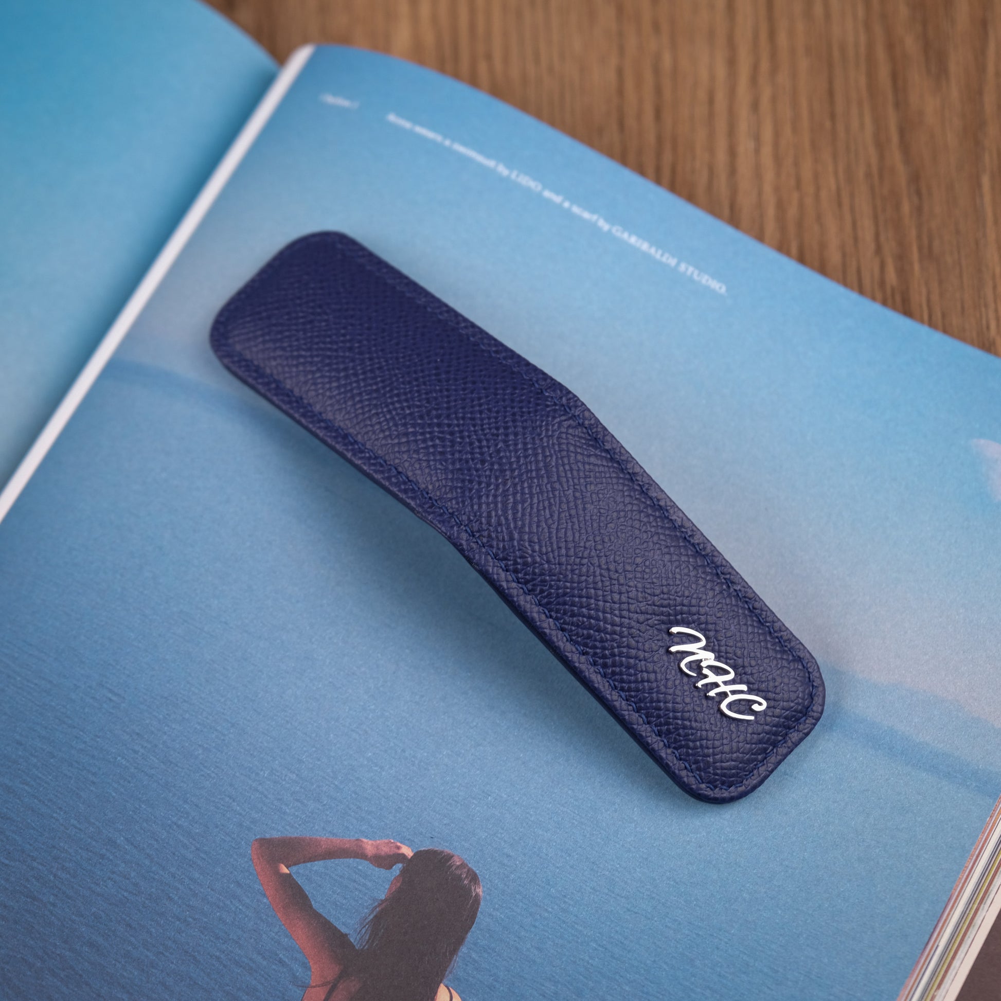Magnetic Leather Money Clip with Metal Name Script