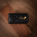 Magnetic Leather Money Clip with Metal Name Script