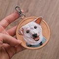 Hand-Carved Pet Portrait Leather Bag Charm from Your Photo