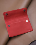 Red Pebbled Leather Travel Document Wallet with Card Slots