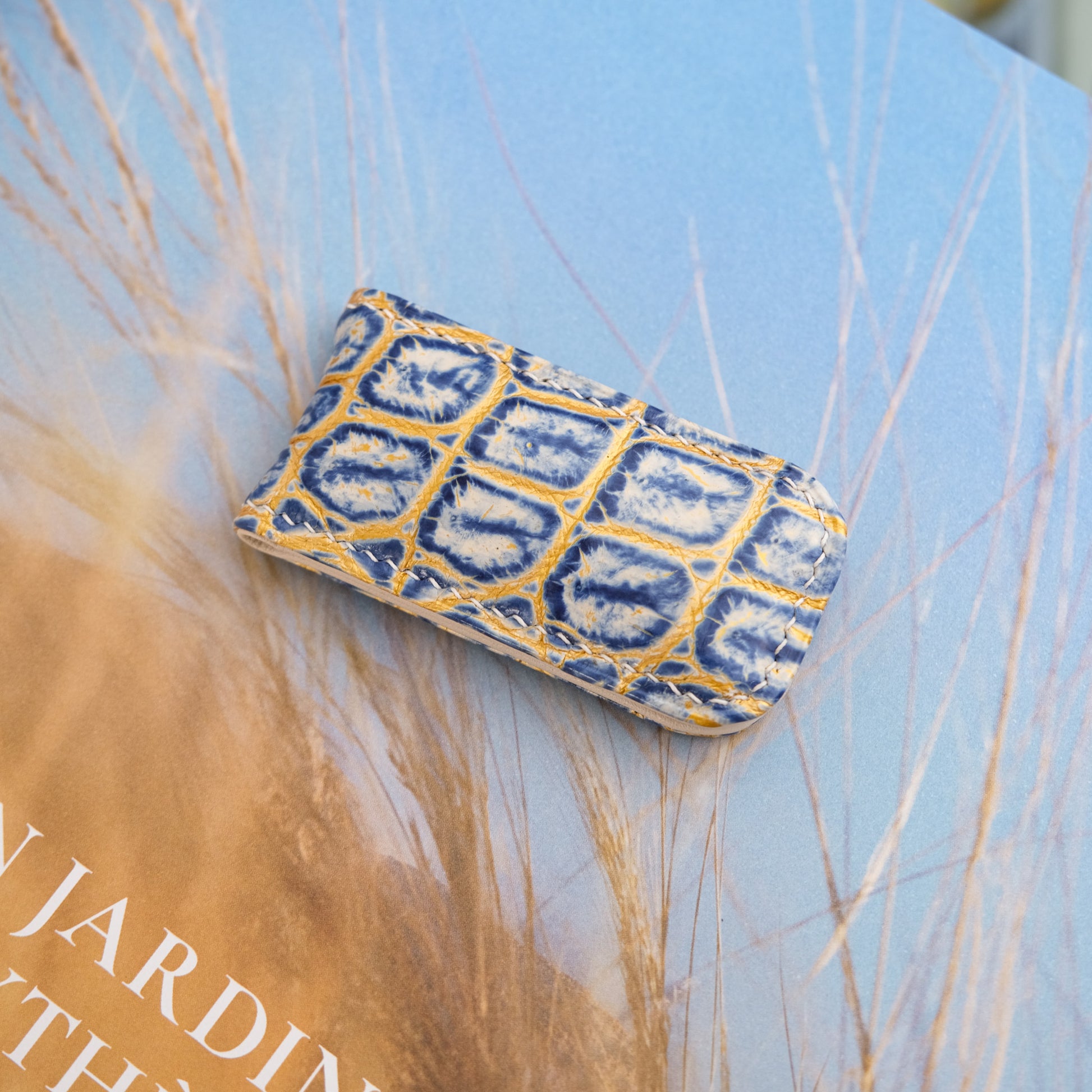 Money Clip with Gold Name Script, Two Leathers