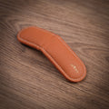 Hand-Stitched Magnetic Leather Money Clip - Pebbled Cognac Tan