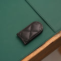 Quilted Leather Money Clip with Personalized Name Plate