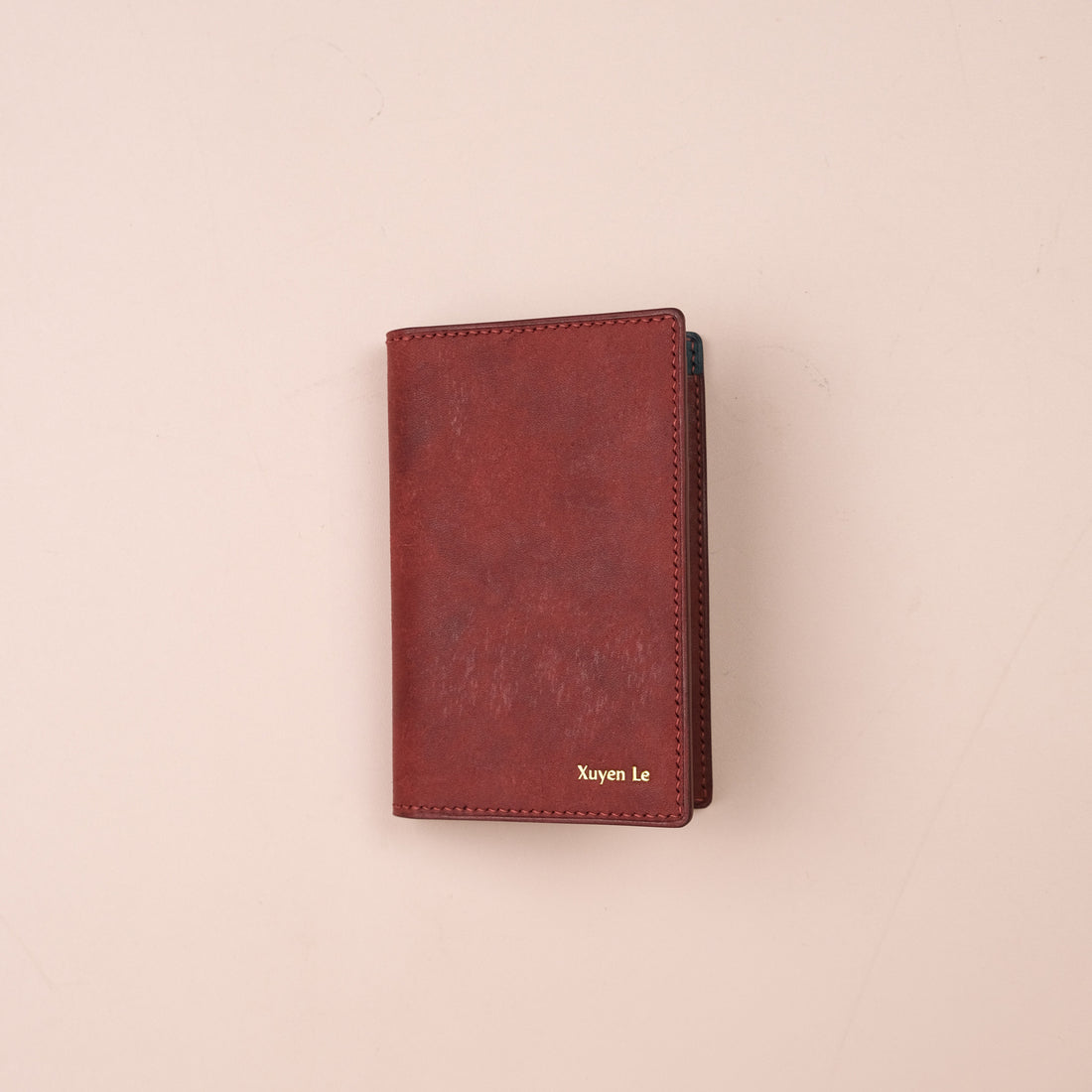Pueblo Leather Vertical Card Wallet with ID Window, Bordeaux