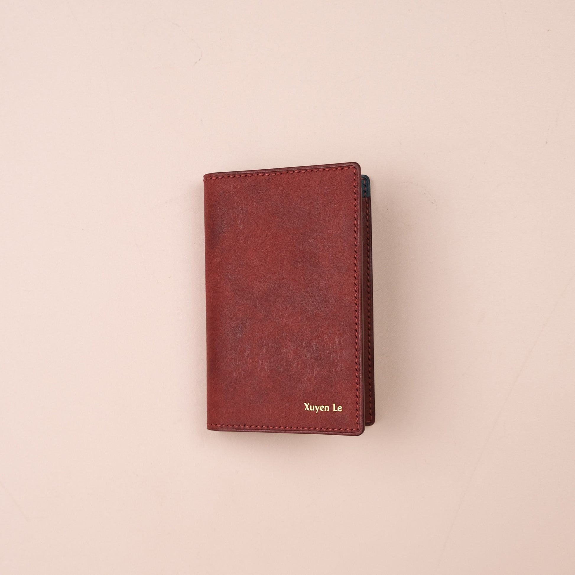 Pueblo Leather Vertical Card Wallet with ID Window, Bordeaux