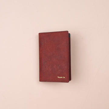 Pueblo Leather Vertical Card Wallet with ID Window, Bordeaux