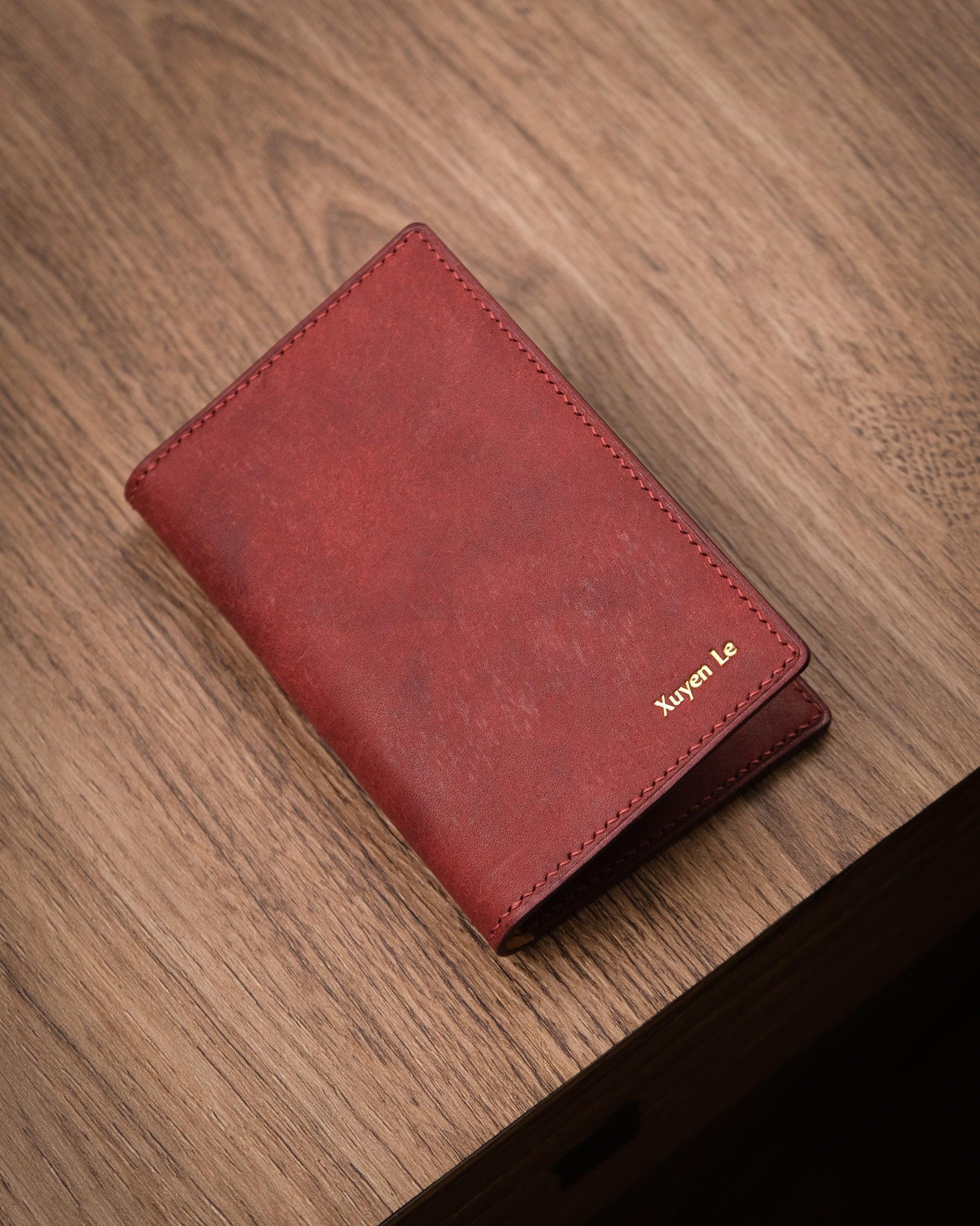 Pueblo Leather Vertical Card Wallet with ID Window, Bordeaux