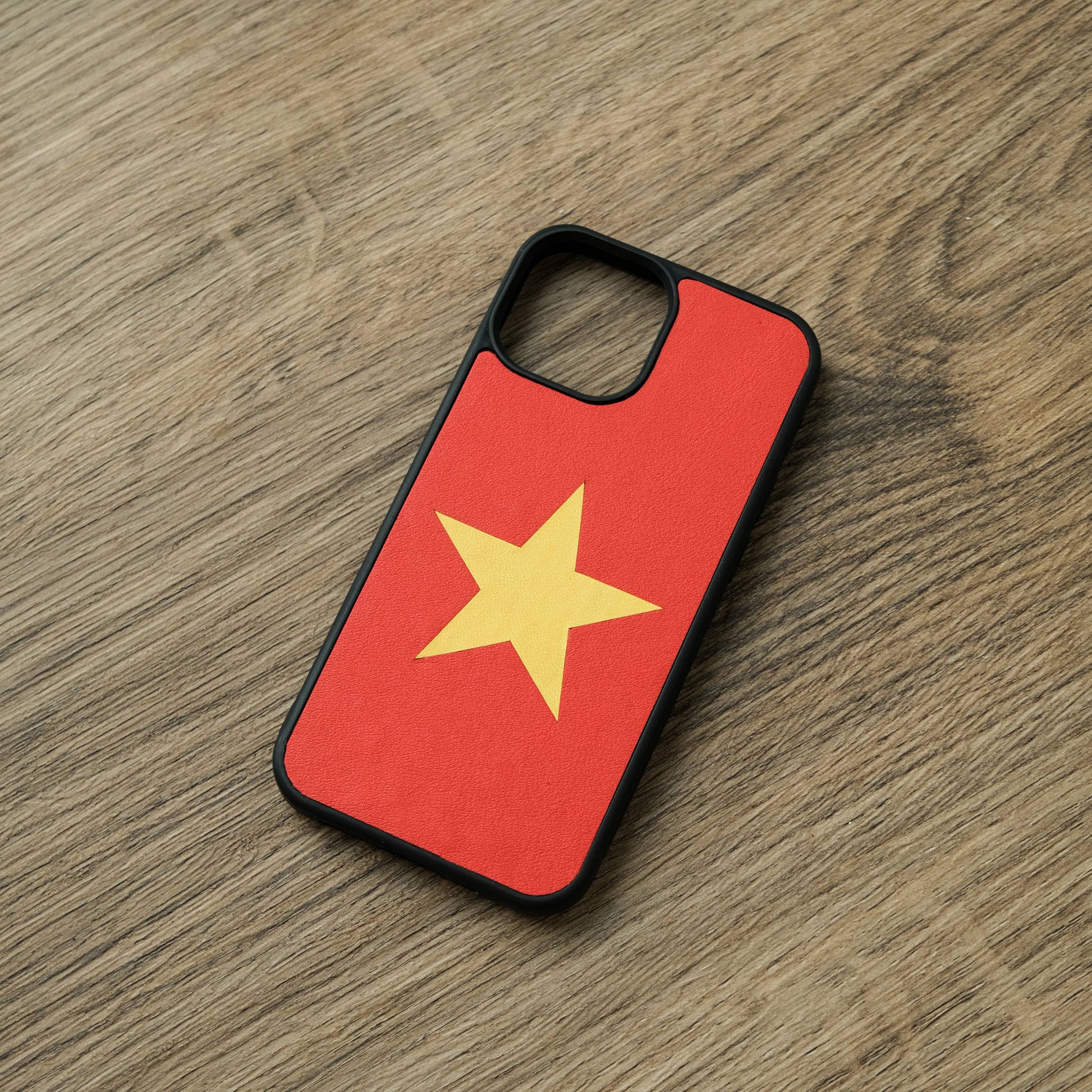 Vietnam Flag Leather Phone Case - Red Cowhide, iPhone 13 mini