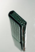 Green Crocodile Leather Long Wallet, Hand-Stitched