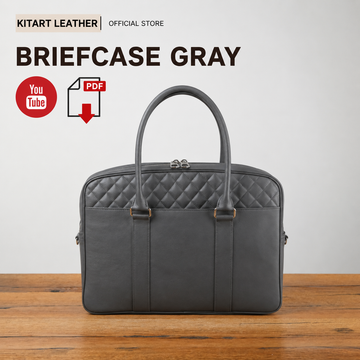 Leather Briefcase gray Patterns | Briefcase gray PDF | Briefcase gray pattern + Video Tutorial