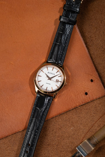 Black Crocodile Leather Watch Strap