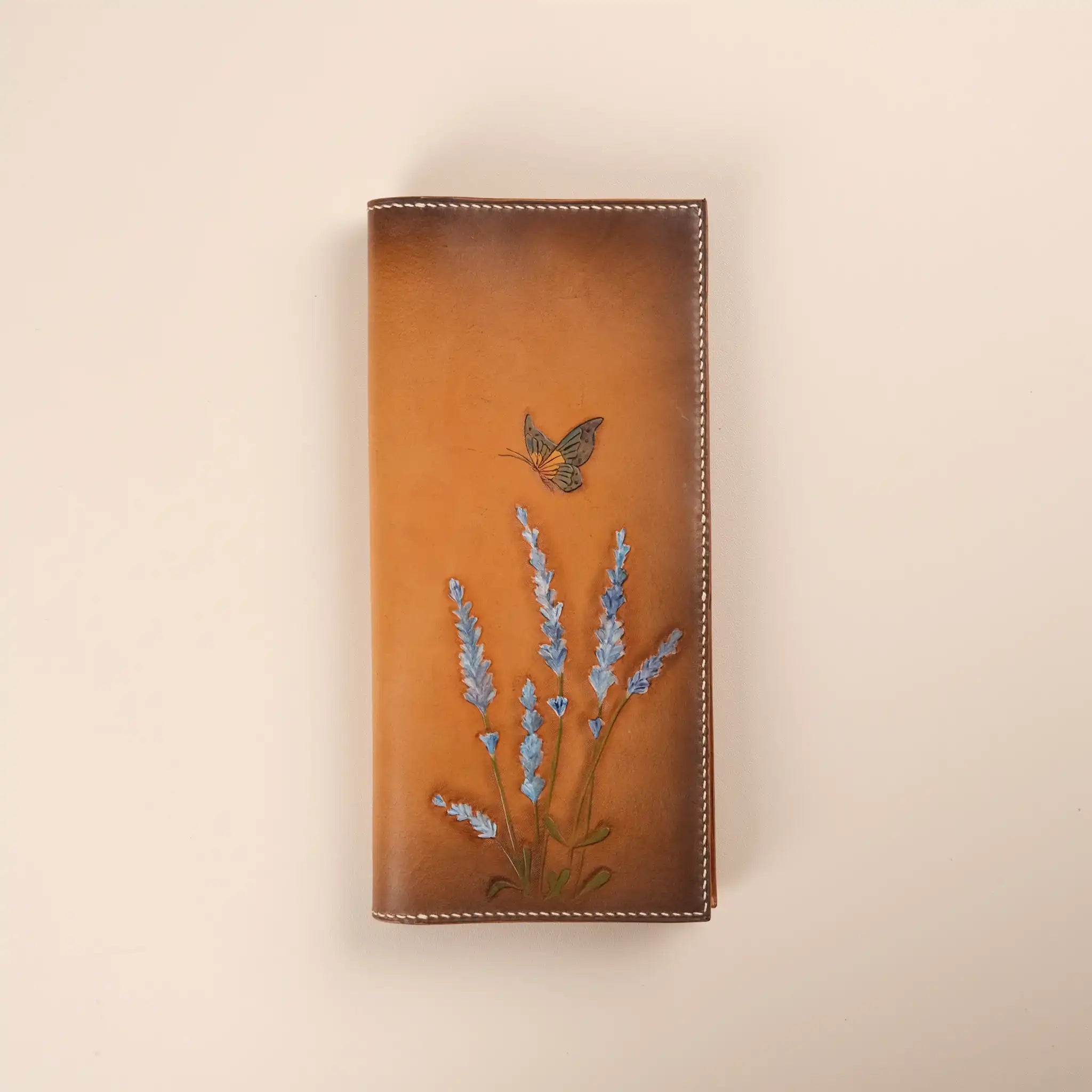 Lavender Engraved Leather Wallet