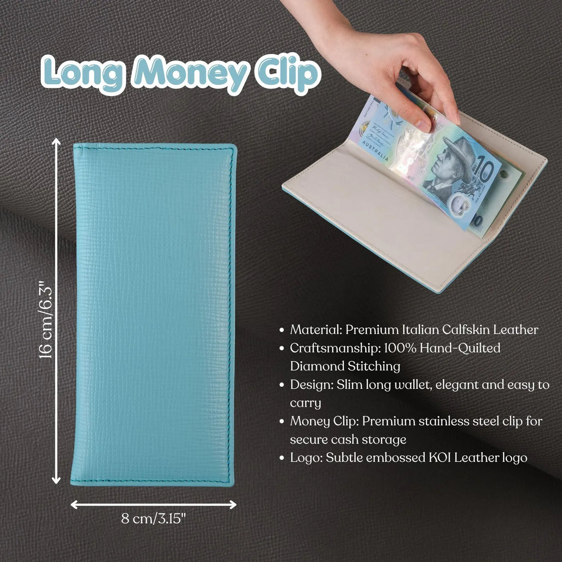 Long Money Clip Wallet Epi Calfskin Leather